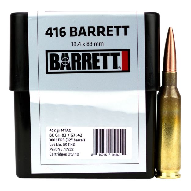 Picture of Barrett Rifle Match Grade 416 Barrett 452 Gr Mtac 10 Per Box/ 8 Cs 