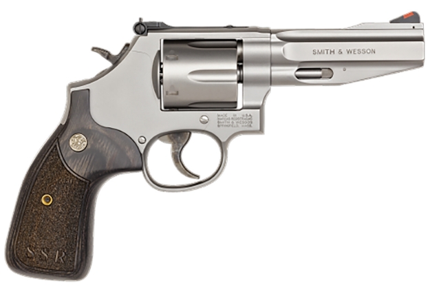 Picture of Smith & Wesson Performance Center Pro Model 686 Ssr 38 S&W Spl +P, 357 Mag 6Rd 4" Stainless Steel Barrel & Cylinder Matte Silver Stainless Steel Frame With Wood Grip & Adjustable Rear Sight 