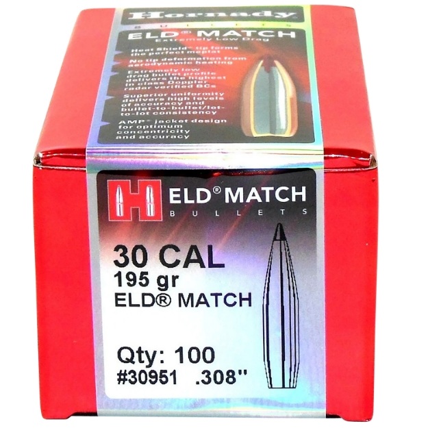 Picture of Hornady Eld Match Target 30 Cal .308 195 Gr Extremely Low Drag-Match (Eld-M) 