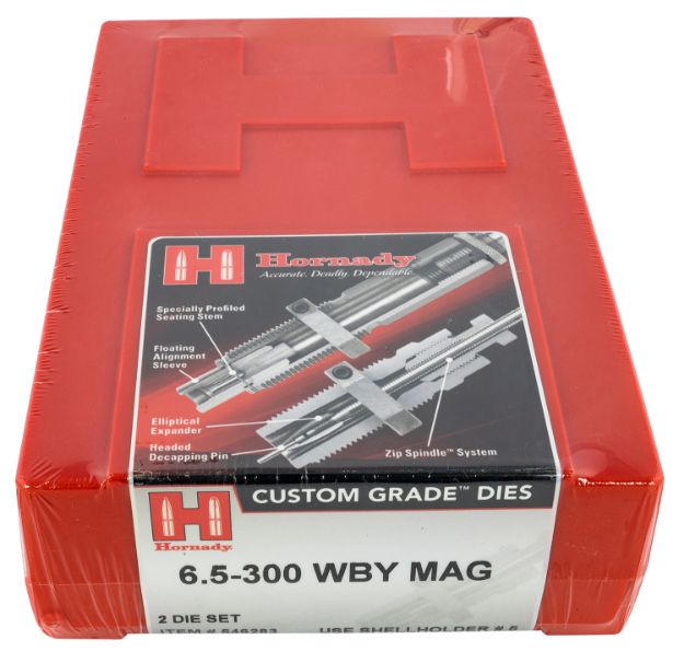 Picture of Hornady Custom Grade Series Iv 2-Die Set For 6.5-300 Wthby Mag Includes Sizing/Seater 