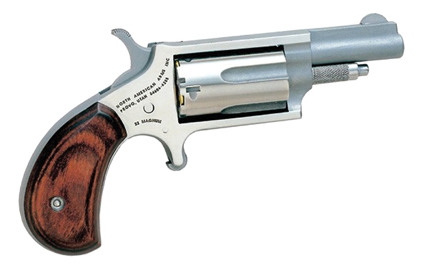 Picture of North American Arms Mini-Revolver 22 Lr Or 22 Wmr 5 Shot 1.63" Barrel, Overall Stainless Steel Finish, Rosewood Grip Includes Cylinder 