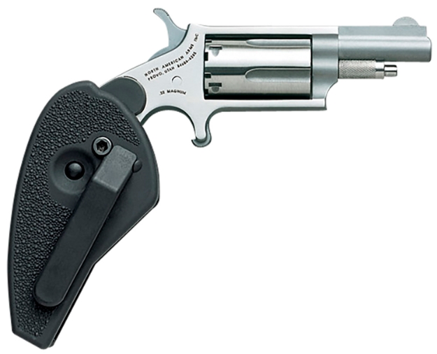 Picture of North American Arms Mini-Revolver 22 Lr Or 22 Wmr Caliber With 1.63" Barrel, 5Rd Capacity Cylinder, Overall Stainless Steel Finish & Black Synthetic Holster Grip Includes Cylinder 