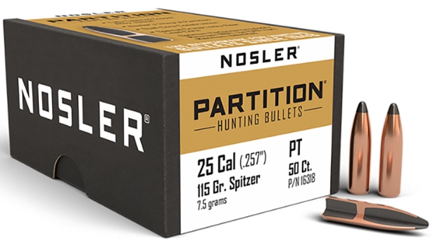 Picture of Nosler Partition Hunting 25 Cal .257 115 Gr Spitzer 50 Per Box 