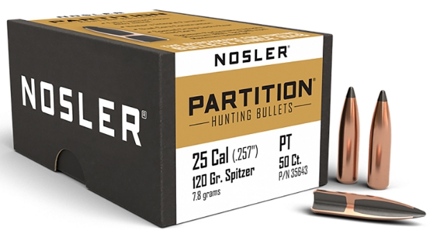 Picture of Nosler Partition Hunting 25 Cal .257 120 Gr Spitzer 50 Per Box 