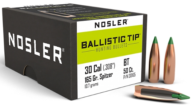 Picture of Nosler Ballistic Tip Hunting 30 Cal .308 165 Gr Spitzer 50 Per Box 