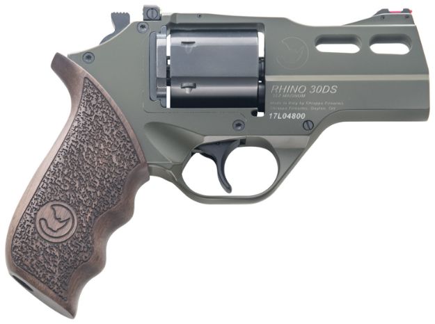 Picture of Chiappa Firearms Rhino 30Sar 357 Mag 6Rd 3" Steel Barrel, Blued Steel Cylinder, 7075-T6 Alloy Frame & Barrel Shroud, Green Cerakote Finish, Walnut Grip Includes 3 Moon Clips & Removal Tool 