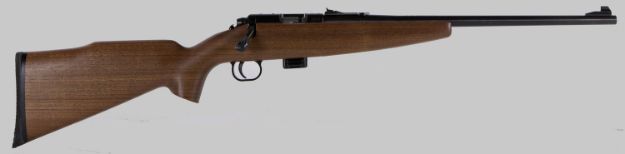 Picture of Crickett Model 722 Sporter Compact 22 Lr 7+1 16.25" Blued Barrel & Receiver, Fixed Front/Adjustable Rear Sights, Walnut Stock W/13.5" Lop, Rebounding Firing Pin Safety (Youth) 