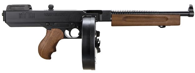 Picture of Thompson 1927A-1 Lightweight Deluxe 45 Acp Caliber With 10.50" Barrel, 50+1 Capacity (Drum), Black Hard Coat Anodized Metal Finish, American Walnut Grip Right Hand 