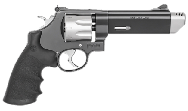 Picture of Smith & Wesson Performance Center Model 627 38 S&W Spl +P, 357 Mag 8Rd 5" V-Comp Black Stainless Steel Barrel, Stainless Steel Cylinder, Black Stainless Steel Frame With Black Polymer Grip 