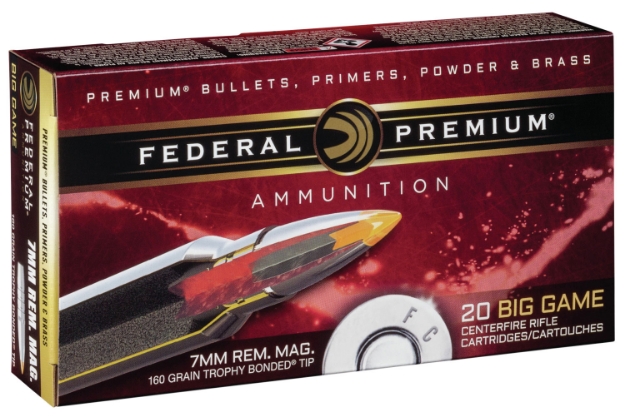 Picture of Federal Premium Hunting 7Mm Rem Mag 160 Gr Trophy Bonded Tip 20 Per Box/ 10 Cs 