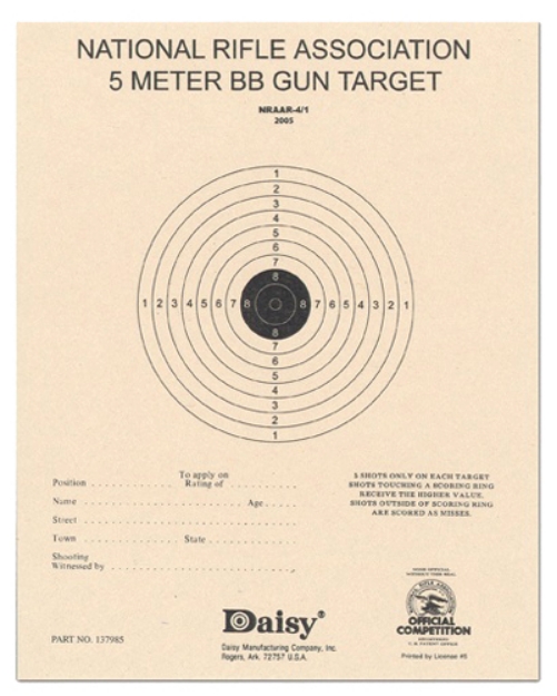 Picture of Daisy Nra 5-Meter Target Air Rifle Bullseye Hanging Paper 5 Meters Air Rifle Black/White 50 Per Pkg 