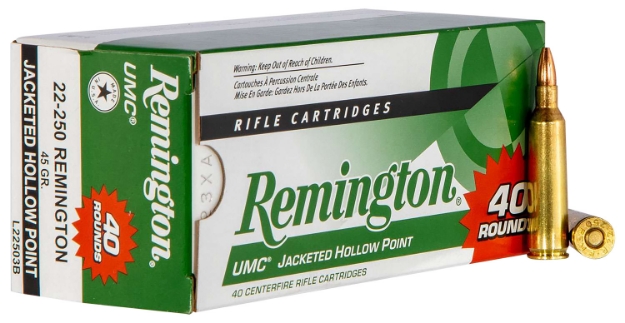 Picture of Remington Ammunition Umc Value Pack 22-250 Rem 45 Gr Jacketed Hollow Point (Jhp) 40 Per Box/ 10 Cs 