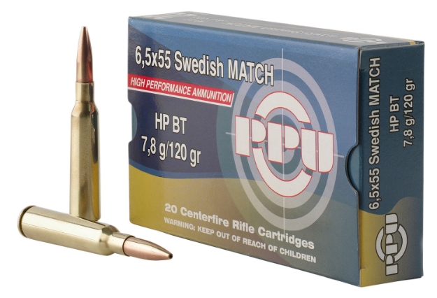 Picture of Ppu Match Rifle 6.5X55 Swedish 120 Gr Hollow Point Boat-Tail (Hpbt) 20 Per Box/ 10 Cs 