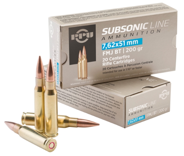 Picture of Ppu Subsonic Rifle 7.62X51mm Nato 200 Gr Full Metal Jacket Boat-Tail (Fmjbt) 20 Per Box/ 10 Cs 