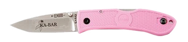 Picture of Ka-Bar Dozier Hunter 3" Folding Drop Point Plain Aus-8A Ss Blade Pink Zytel Handle Includes Pocket Clip 