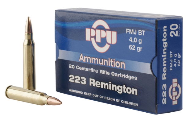 Picture of Ppu Standard Rifle 223 Rem 62 Gr Full Metal Jacket Boat-Tail (Fmjbt) 20 Per Box/ 50 Cs 