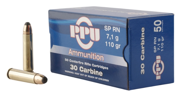 Picture of Ppu Standard Rifle 30 Carbine 110 Gr Soft Point Round Nose (Sprn) 50 Per Box/ 10 Cs 