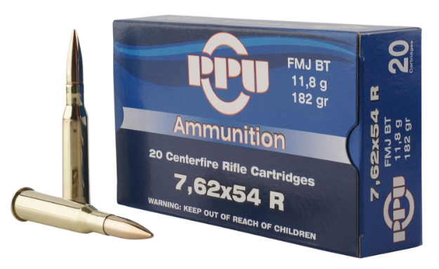 Picture of Ppu Metric Rifle 7.62X54mmr 182 Gr Full Metal Jacket Boat-Tail (Fmjbt) 20 Per Box/ 10 Cs 