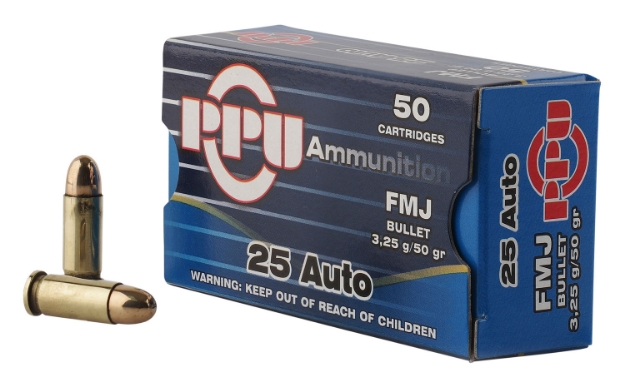 Picture of Ppu Handgun Defense 25 Acp 50 Gr Full Metal Jacket (Fmj) 50 Per Box/ 20 Cs 