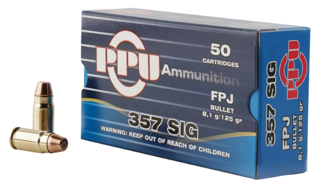 Picture of Ppu Handgun Defense 357 Sig 125 Gr Flat Point Jacketed (Fpj) 50 Per Box/ 20 Cs 