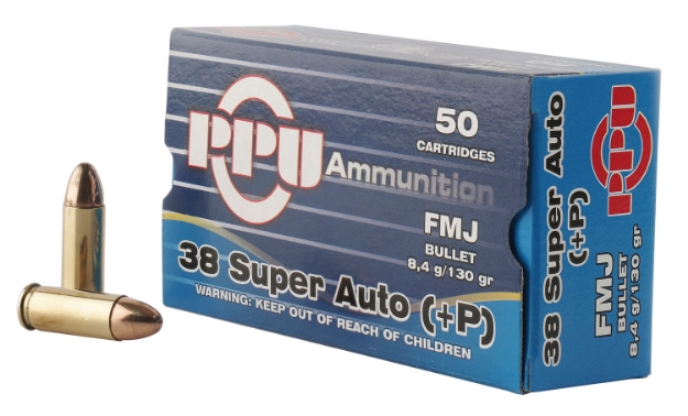 Picture of Ppu Handgun Defense 38 Super +P 130 Gr Full Metal Jacket (Fmj) 50 Per Box/ 10 Cs 