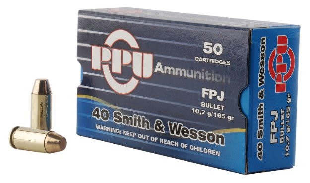 Picture of Ppu Handgun Defense 40 S&W 165 Gr Flat Point Jacketed (Fpj) 50 Per Box/ 10 Cs 