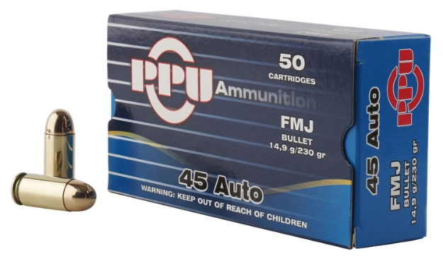 Picture of Ppu Handgun Defense 45 Acp 230 Gr Full Metal Jacket (Fmj) 50 Per Box/ 10 Cs 