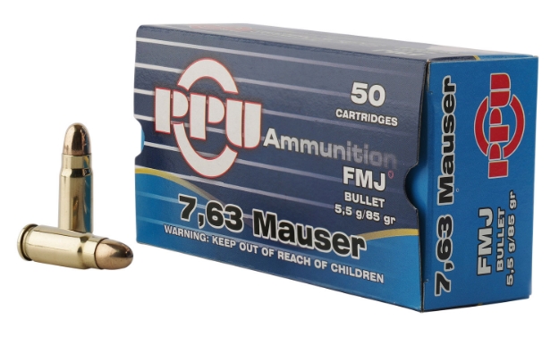 Picture of Ppu Handgun Defense 7.63Mm Mauser 85 Gr Full Metal Jacket (Fmj) 50 Per Box/ 10 Cs 