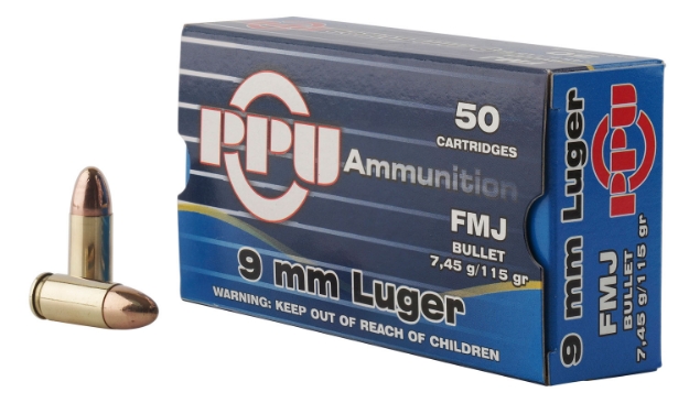 Picture of Ppu Handgun Defense 9Mm Luger 115 Gr Full Metal Jacket (Fmj) 50 Per Box/ 20 Cs 