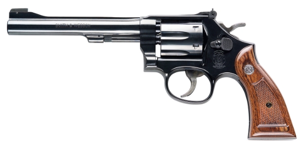 Picture of Smith & Wesson Model 17 Masterpiece *Ca Compliant 22 Lr Bright Blued Carbon Steel 6" Barrel, 6Rd Cylinder, & K-Frame, Checkered Service Square Butt Grip, Classic-Styled Thumbpiece 