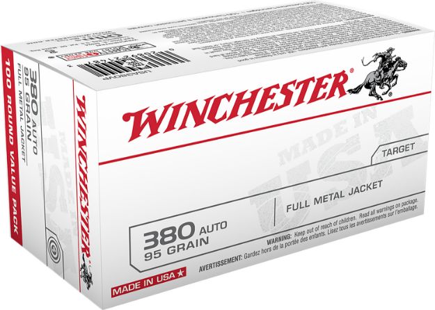 Picture of Winchester Ammo Usa Target 380 Acp 95 Gr Full Metal Jacket Flat Nose (Fmjfn) 100 Per Box/ 5 Cs 