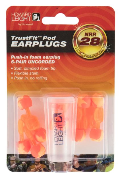 Picture of Howard Leight Trustfit Pod Earplugs Foam 28 Db In The Ear Orange Adult 5 Pair 