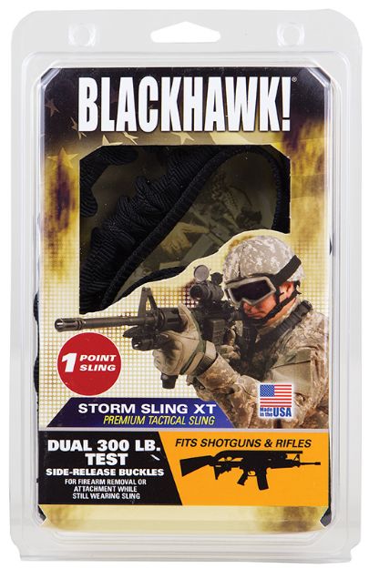 Picture of Blackhawk Storm Xt Sling Made Of Black Nylon Webbing With 46"-64" Oal, 1.25" W & Single-Point Design For Rifles 