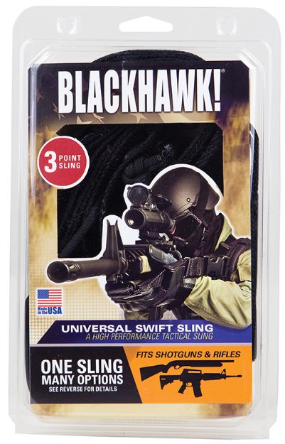 Picture of Blackhawk Universal Swift Sling Made Of Black Nylon Webbing With 1.25" W & Three-Point Design For Rifles 