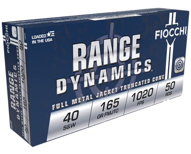 Picture of Fiocchi Range Dynamics Pistol 40 S&W 165 Gr Full Metal Jacket Truncated-Cone (Tcfmj) 50 Per Box/ 20 Cs 