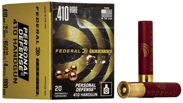 Picture of Federal Premium Personal Defense 410 Gauge 2.50" 4 Pellets 7/16 Oz 850 Fps 000 Buck Shot 20 Bx/10 Cs 