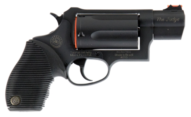 Picture of Taurus 2-441031Tc Judge Public Defender 45 Colt (Lc) Caliber Or 2.50" 410 Gauge With 2.50" Barrel, 5Rd Capacity Cylinder, Overall Matte Black Oxide Finish Steel & Black Ribber Grip 