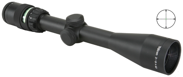 Picture of Trijicon Accupoint Black Hardcoat Anodized 3-9X 40Mm 1" Tube Illuminated Mil-Dot Crosshair W/Green Dot Reticle 