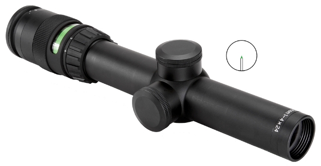 Picture of Trijicon Accupoint Black Hardcoat Anodized 1-4X 24Mm 30Mm Tube Illuminated Green Triangle Post Reticle 