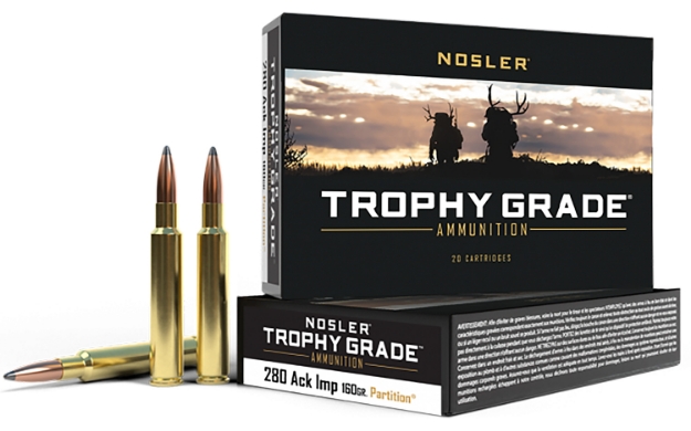 Picture of Nosler Trophy Grade Hunting 280 Ackley Improved 160 Gr Nosler Spitzer Partition (Spt) 20 Per Box/ 10 Cs 