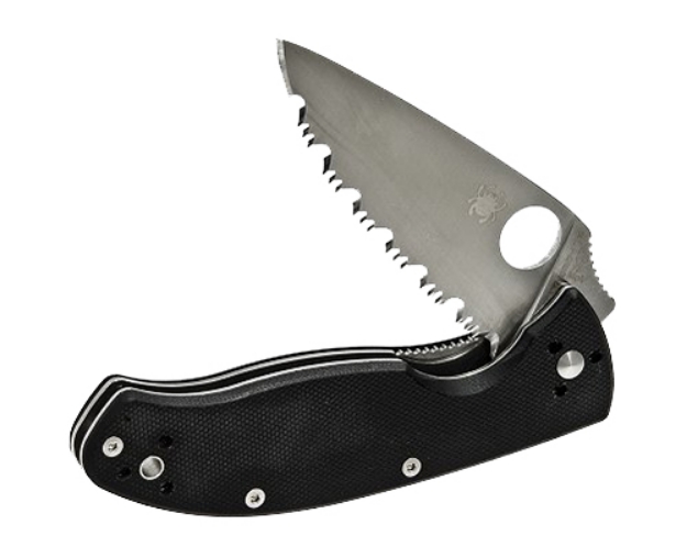 Picture of Spyderco Tenacious 3.39" Folding Drop Point Serrated 8Cr13mov Ss Blade Black Textured G10 Handle Includes Pocket Clip 