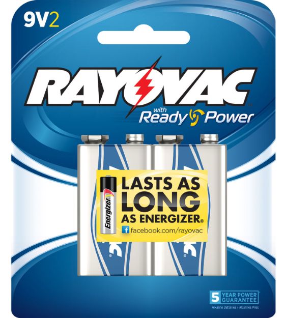 Picture of Rayovac 9V 9V Alkaline 565 Mah 2 Pack 