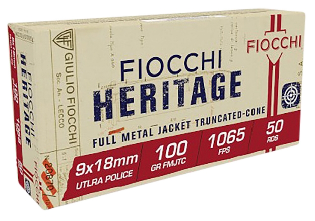 Picture of Fiocchi Heritage Pistol mm Ultra 100 Gr Full Metal Jacket Truncated-Cone (Tcfmj) 50 Per Box/ 20 Cs 