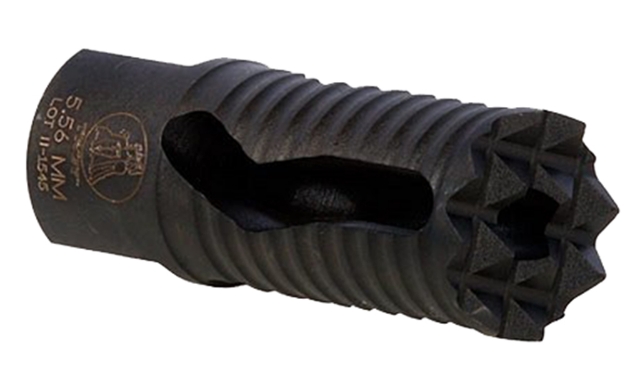 Picture of Troy Ind Medieval Muzzle Brake Black Steel With 1/2"-28 Tpi Threads & 2.25" Oal For 5.56X45mm Nato Ar-Platform 