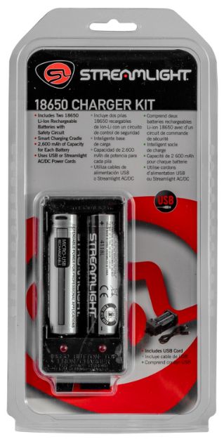 Picture of Streamlight 18650 Battery Charger W/Batteries Black 18650 Li-Ion Rechargeable Battery 