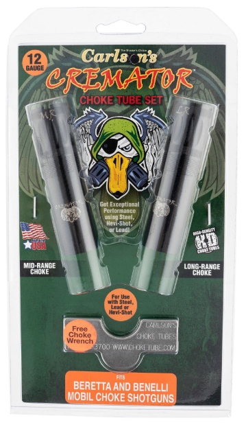 Picture of Carlson's Choke Tubes Cremator Waterfowl Benelli/Beretta Mobilchoke 12 Gauge Mid-Range, Long Range 17-4 Stainless Steel Blued (Non-Ported) 2 Per Pack 