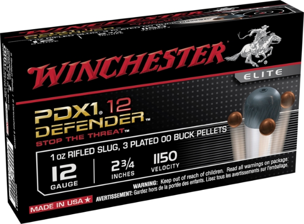 Picture of Winchester Ammo Pdx1 Defender Combo 12 Gauge 2.75" 1 Oz 1150 Fps Rifled Slug, 3 Plated 00 Buck Pellets Shot 10 Bx/10 Cs 