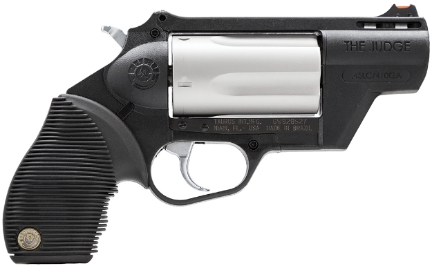 Picture of Taurus Judge Public Defender 45 Colt (Lc), 410 Gauge 5Rd 2.50" Matte Stainless Cylinder Black Polymer Frame & Barrel Black Ribber Grip 