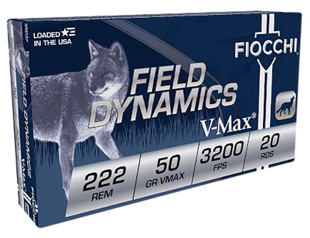 Picture of Fiocchi Field Dynamics V-Max 222 Rem 50 Gr Hornady V-Max (Vmx) 20 Per Box/ 10 Cs 