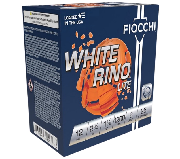 Picture of Fiocchi Exacta Target White Rino Lite 12 Gauge 2.75" 1 1/8 Oz 1200 Fps 8 Shot 25 Bx/10 Cs 